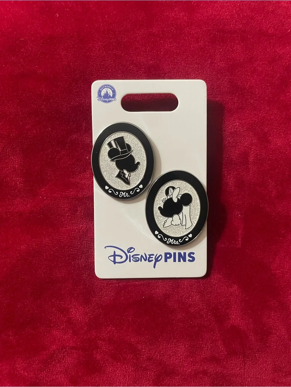 Disney Black & Silver Mr. and Mrs. Silhouette Pin Set